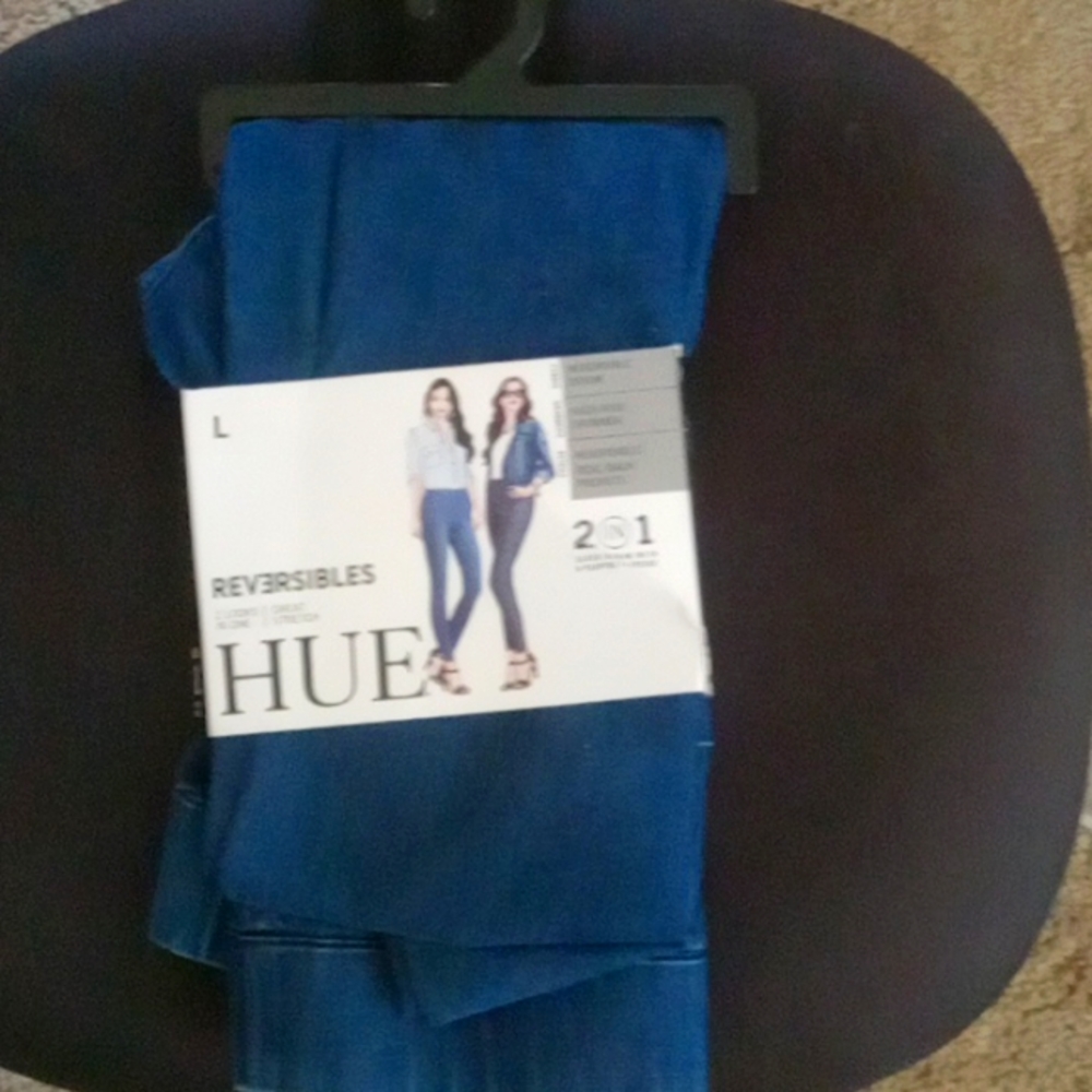 HUE reversible denim pants large
